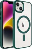 Kılıftech İphone 14 Plus Uyumlu Wireless Şarj Özellikli Zore Krom Magsafe Silikon Kılıf-Koyu Yeşil