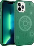 Kılıftech İphone 13 Pro Uyumlu Zore Wireless Şarj Özellikli Desenli Hot Kılıf-Koyu Yeşil