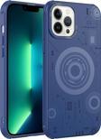 Kılıftech İphone 13 Pro Uyumlu Zore Wireless Şarj Özellikli Desenli Hot Kılıf-Lacivert