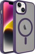 Kılıftech İphone 14 Uyumlu Mat Arka Yüzey Wireless Şarj Özellikli Zore Flet Magsafe Kılıf-Derin Mor