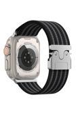 Riseofglc Watch 49Mm Zore Krd-133 Naylon Kumaş Hasır Örgülü Kordon - Siyah