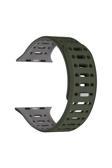 Kılıftech Watch 10 46Mm Uyumlu Zore Krd-124 Silikon Kordon Strap Kayış-Koyu Yeşil-Gri