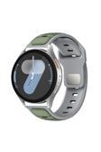 Kılıftech Gear S3 Zore Krd-135 22Mm Silikon Kordon Strap Kayış - Açık Yeşil-Gri