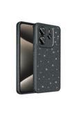Kılıftech Redmi Note 14 Kılıf Kamera Korumalı Simli Lüks Kth Koton Kapak - Siyah