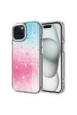 Kılıftech İphone 15 Uyumlu Simli Desenli Parlak Zore Task Kılıf-Pembe