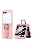 Kılıftech Galaxy Z Flip 6 Kılıf Kamera Korumalı Yüzüklü Zore Flip Ring Kıpta Kapak-Pembe