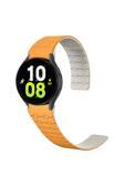 Kılıftech Galaxy Watch 5 44Mm Zore Krd-111 20Mm Çizgili Desenli Silikon Kordon-Turuncu