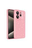 Kılıftech Redmi Note 14 Kılıf Kamera Korumalı Simli Lüks Kth Koton Kapak - Açık Pembe