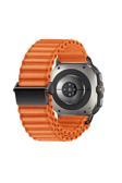 Kılıftech Galaxy Watch Ultra 47Mm Zore Krd-120 Naylon Kumaş Hasır Örgülü Kordon-Turuncu