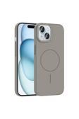 Kılıftech İphone 15 Kılıf Magsafe Şarj Özellikli Zore Ruby Silikon Kapak - Gri