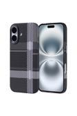 Kılıftech İphone 16 Kılıf Magsafe Şarj Özellikli Karbon Fiber Görünümlü Zore Nekst Kapak - Gri-Siyah