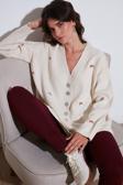Lela Oversize Fit Desenli V Yaka Triko Bayan Hırka 4616193 Krem-Kırmızı
