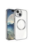 Kılıftech İphone 15 Plus Uyumlu Magsafe Wireless Şarj Özellikli Zore Setro Silikon-Koyu Gri