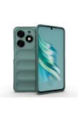 Tuva Teknoloji İnfinix Hot 40İ Kılıf Esnek Tpu Oyuklu Arka Yüzey Tasarımlı Tuva Etnik Silikon Kapak - Koyu Yeşil