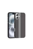 Kılıftech İphone 16 Plus Kılıf Magsafe Şarj Özellikli Karbon Fiber Görünümlü Kth Gros Kapak - Gri-Siyah