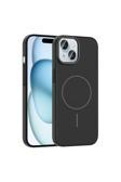Kılıftech İphone 15 Kılıf Magsafe Şarj Özellikli Zore Ruby Silikon Kapak - Siyah