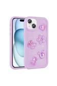 Kılıftech İphone 15 Uyumlu Kabartma Figürlü Parlak Zore Toys Silikon Kılıf-Mor