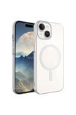 Kılıftech İphone 15 Plus Uyumlu Zore Wireless Şarj Özellikli Pixel Magsafe Kılıf-Gümüş