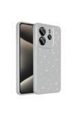 Kılıftech Redmi Note 14 Kılıf Kamera Korumalı Simli Lüks Kth Koton Kapak - Gümüş