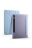 Kılıftech Galaxy Tab S7 Plus T970 Kılıf  Uyumlu Zore Tri Folding Kalem Bölmeli Standlı Kılıf-Mavi