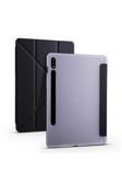 Kılıftech Galaxy Tab S7 Plus T970 Kılıf  Uyumlu Zore Tri Folding Kalem Bölmeli Standlı Kılıf-Siyah