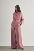 Mizalle Keten Dokulu Beli Lastikli Pudra Pembe Bol Kesim Pantolon