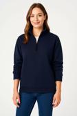 Kadın Üç İplik Dık Yaka Yarım Fermuarlı SweatShirt - Lacivert