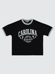 Civil Girls Carolina Baskılı Kolej 10-13 Yaş Tişört - Siyah13-14 Yaş