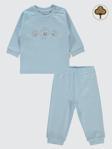 Civil Baby Organic Pamuklu Omuzdan Patlı 1-9 Ay Pijama Takımı - Mavi1-3 Ay