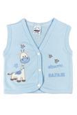 Baby Kids Colors Erkek Bebek Zürafa Nakışlı Organik Pamuklu 3-6-9 Ay Penye Bebek Yelek - Mavi