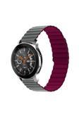 Kılıftech Gear S2 Uyumlu Krd-52 Zore Kordon-Gri-Kırmızı