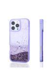 Kılıftech İphone 16 Pro Uyumlu Kılıf Sıvılı Simli Şeffaf Arka Yüzey Zore Keto Silikon Kapak-Mor