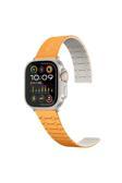 Kılıftech Apple Watch 7 45Mm Uyumlu Zore Krd-111 Çizgili Desenli Silikon Kordon, Turuncu