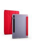 Kılıftech Galaxy Tab S7 T870 Kılıf  Uyumlu Zore Tri Folding Kalem Bölmeli Standlı Kılıf-Kırmızı