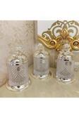 Azade Home Gümüş Pirinç Japongül Lüx Kristal Kavanoz 3’Lü Set