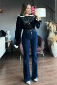 Mooishan New Ispanyol Lacivert Flare Kot Likralı Ekstra Esnek Jeans Kot Pantolon