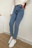 Kleshus Ganikus Nisa Mom Mavi Kar Kadın Jeans Pantolon Rahat Kesim Mom