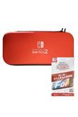Switch 2 Taşıma Çantası ve Ekran Koruyucu -Maksimum Koruma - Darbeye ve Çizilmeye Karşı Ultra Koruma ( Kırmızı )