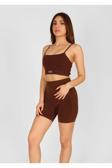 Ntb Nature The Brand Ntb Kahverengi Yüksek Bel Kısa Spor Taytı Scrunch Detaylı,Toparlayıcı Tayt,Kısa Spor Tayt,Fitness