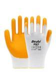 Beybi Pn7 Polyester Örme Nitril Eldiven - 12 Çift - Beyaz\Sarı