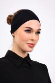 Loggia Bandana Şeklinde Bone Siyah - Kadın Tesettür Dikişsiz Geçme İç Bone - Sportif Spor Saç Bandı