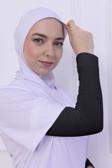 Loggia Likralı Penye Kolluk Antrasit - Pratik Kadın Tesettür Düz Namaz Kolluğu 1 Çift 40Cm Viskon Hijab