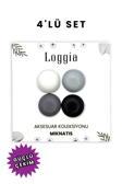 Loggia Eşarp Ve Şal Mıknatısı Soft 4Lü Set - Başörtü Tutucu Kadın Tesettür Aksesuar Siyah Beyaz Gri Tonlar