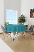 Moud'S Turkuaz Beşgen Desenli Yuvarlak Süet Dertsiz Masa Örtüsü