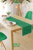 Moud'S Yeşil Yılbaşı Şeker Kamışı Desenli Süet Runner Masa Örtüsü
