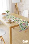 Moud'S Yeşil Kaktüs Ve Limonata Desenli Baskılı Süet Runner Masa Örtüsü