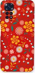 Printify Xiaomi Redmi Note 11 Pro Uyumlu Lansman Kılıf Çiçek Tasarımlı Içi Kadife Kapak-Kırmızı