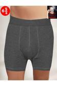 Şahinler Erkek Füme Renk Likralı Boxer 6Lı Paket Boxer Me031