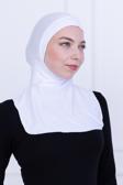 Beyaz Ninja Bone Boyunluklu Likralı Sporcu Bonesi Kadın Pratik Tesettür Hijab Başörtü