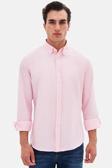 Ds Damat Slim Fit Pembe Armürlü Düğmeli Yaka Pamuklu Gömlek